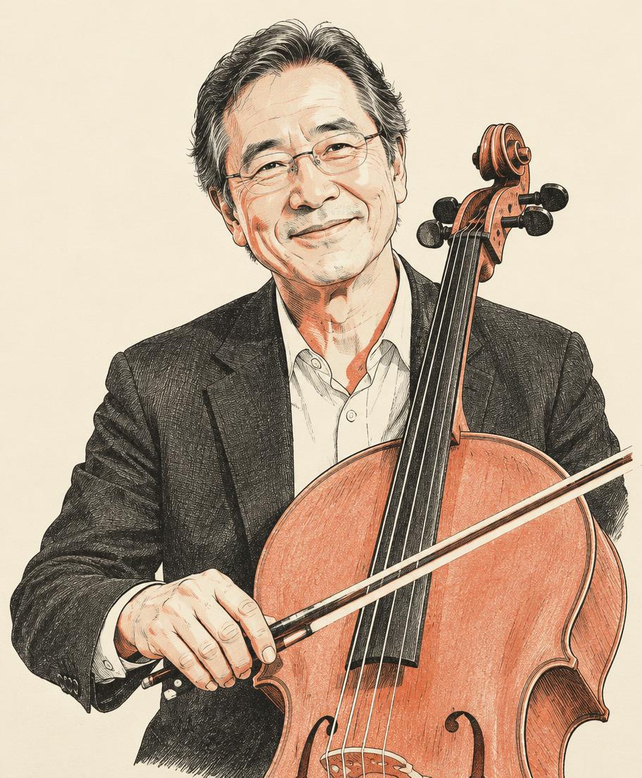 Illustrated portrait of Yo-Yo Ma